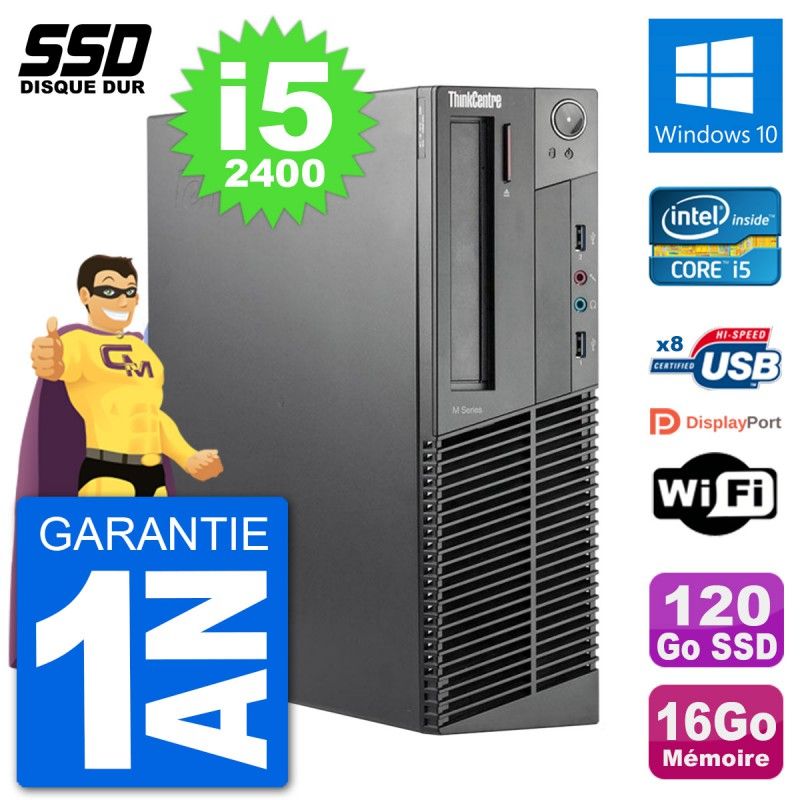Lenovo ThinkCentre M92p SFF Desktop - Intel i5-2400, 16GB RAM, 120GB SSD, Windows 10, WiFi