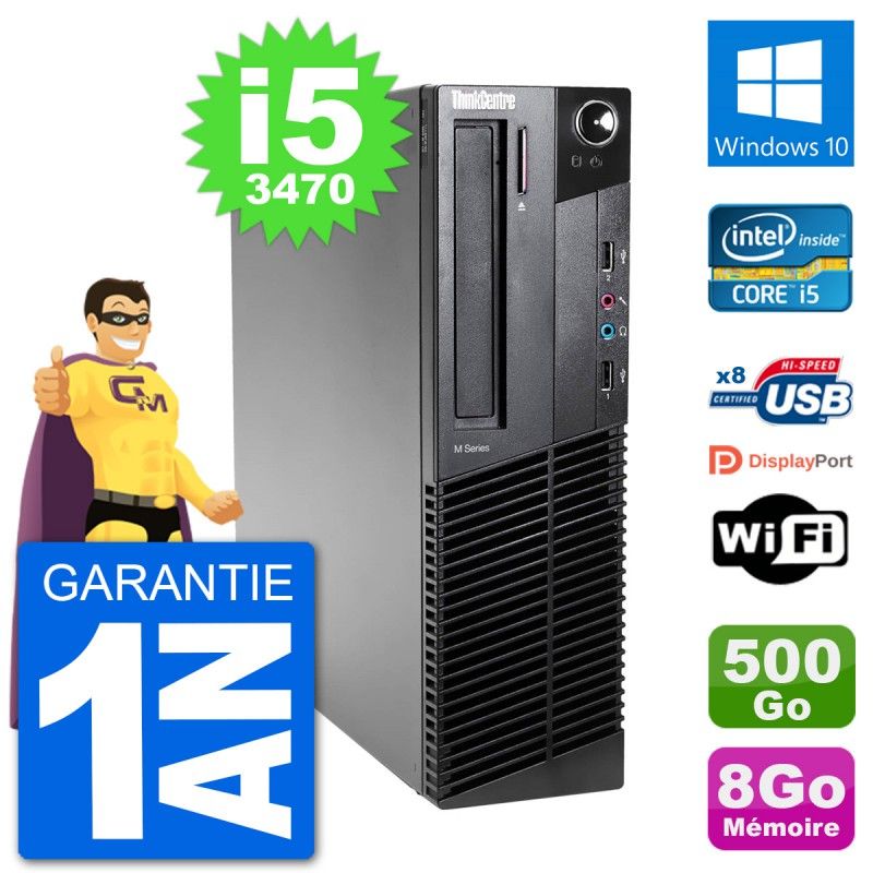 Lenovo M92p SFF Desktop PC - Intel i5-3470, 8GB RAM, 500GB HDD, Windows 10, WiFi