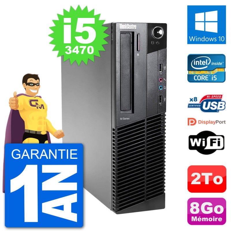 Lenovo M92p SFF Computer - Intel i5-3470, 8GB RAM, 2TB HDD, Windows 10, WiFi