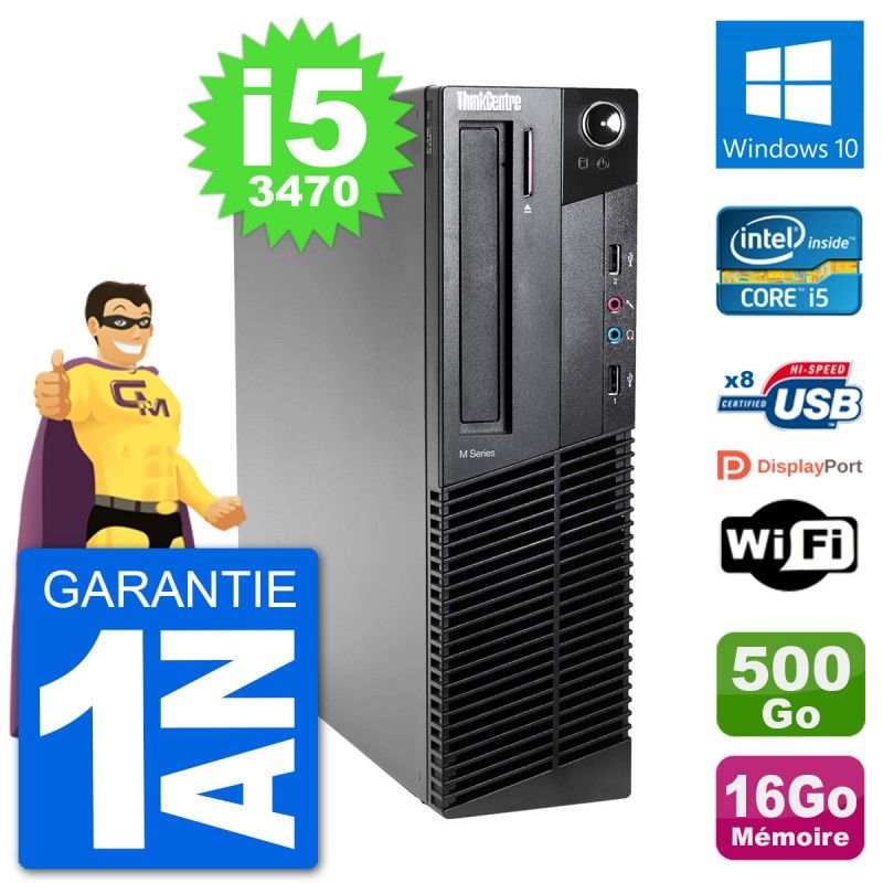 Lenovo M92p SFF Desktop PC - Intel i5-3470, 16GB RAM, 500GB HDD, Windows 10, WiFi