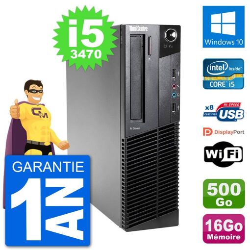 Lenovo M92p SFF Desktop PC - Intel i5-3470, 16GB RAM, 500GB HDD, Windows 10, WiFi