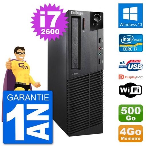 Lenovo M92p SFF Desktop Computer - Intel Core i7, 4GB RAM, 500GB HDD, Windows 10, WiFi