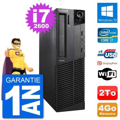 Lenovo M92p SFF Desktop PC - Intel i7-2600, 4GB RAM, 2TB HDD, Windows 10, WiFi