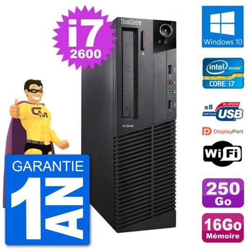 Lenovo M92p SFF PC - Intel i7-2600, 16GB RAM, 250GB HDD, Windows 10, WiFi