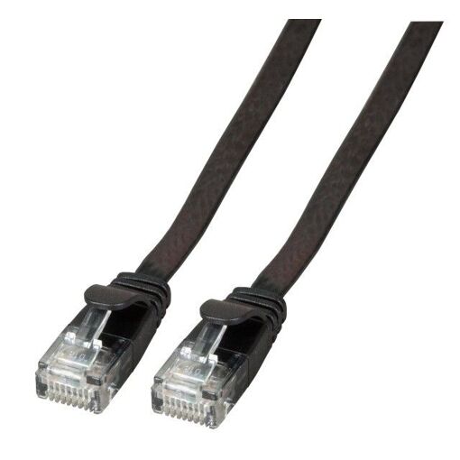 Câble plat EFB-Elektronik CAT 6a, 3 m, Noir