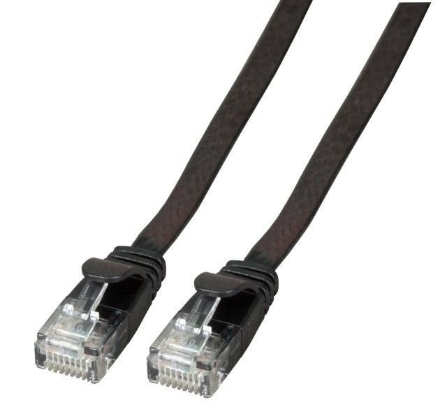 Cable plano EFB-Elektronik CAT 6a, 3 m, Negro
