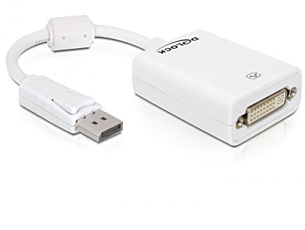 DeLock DisplayPort to DVI-I Cable, 0.125m, White