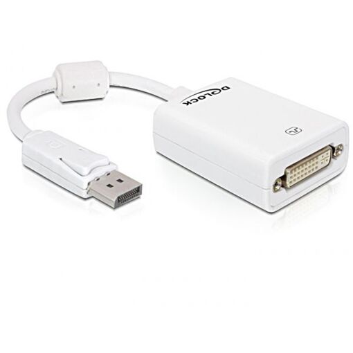 Câble DeLock DisplayPort vers DVI-I, 0,125 m, Blanc