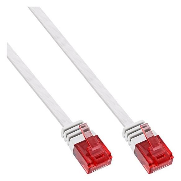 INTOS ELECTRONIC CAT 6 Flat Cable, 1m, RJ-45 (M) to RJ-45 (M), UTP, White