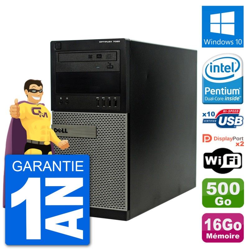 Dell Optiplex 7020 Desktop PC - Intel Pentium G3220, 16GB RAM, 500GB Hard Drive, Windows 10, WiFi