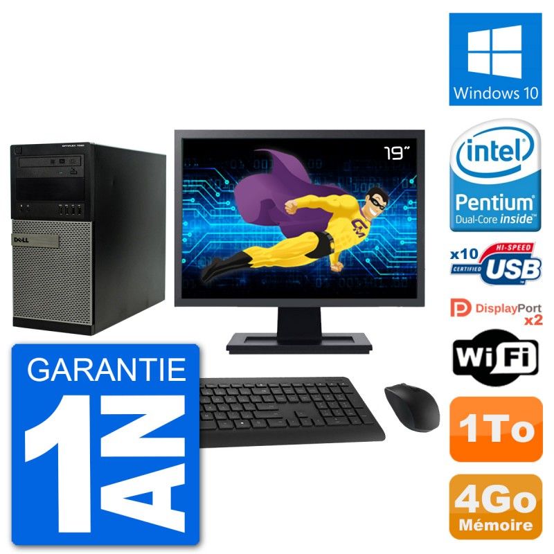 Dell Optiplex 7020 Desktop PC - 19" Screen, Intel Pentium G3220, 4GB RAM, 1TB HDD, Windows 10, WiFi