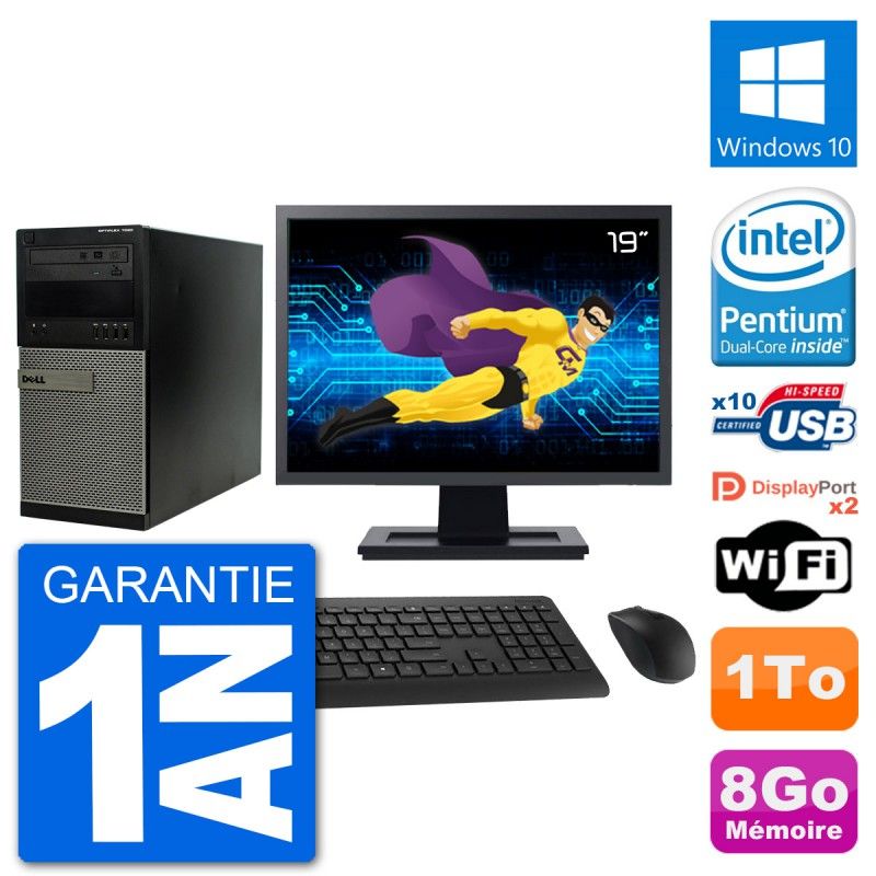 Dell Optiplex 7020 Desktop PC - 19" Screen, Intel Pentium G3220, 8GB RAM, 1TB HDD, Windows 10, WiFi