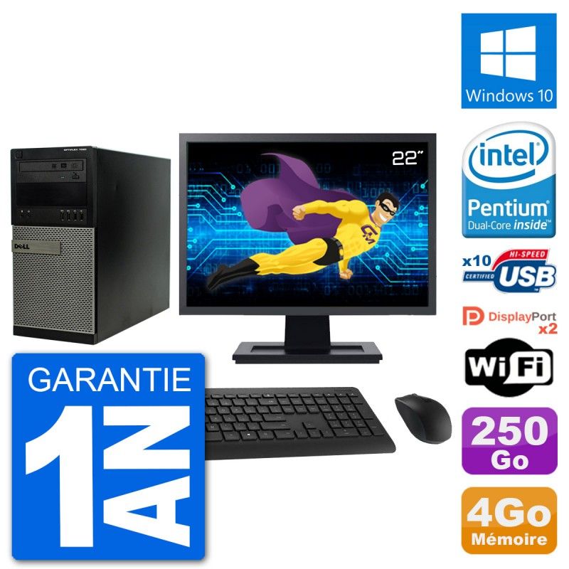 Dell Optiplex 7020 Desktop PC - 22" Screen, Intel Pentium G3220, 4GB RAM, 250GB HDD, Windows 10