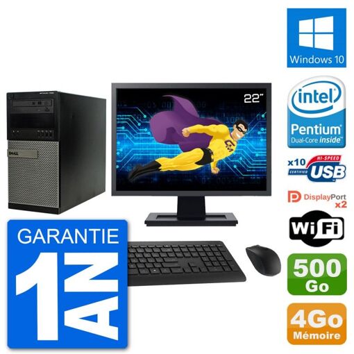Dell Optiplex 7020 Desktop PC - 22" Screen, Intel Pentium G3220, 4GB RAM, 500GB Hard Drive, Windows 10