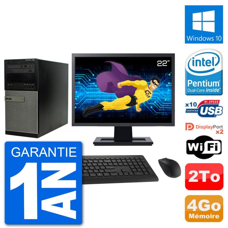 Dell Optiplex 7020 Desktop Computer - 22" Screen, Intel Pentium G3220, 4GB RAM, 2TB HDD, Windows 10, WiFi