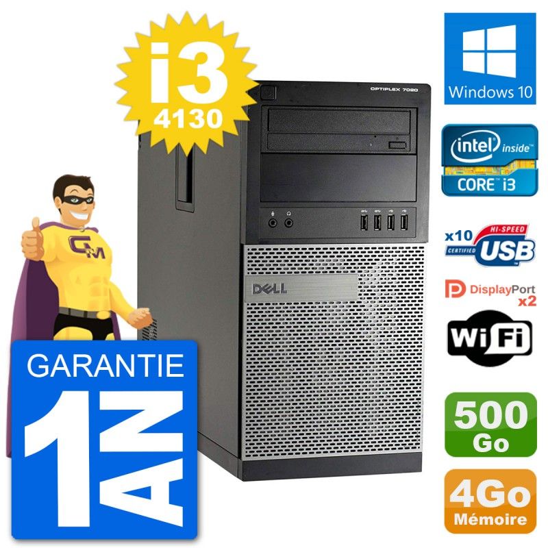 Dell Optiplex 7020 Desktop PC - Intel Core i3-4130, 4GB RAM, 500GB Hard Drive, Windows 10, WiFi