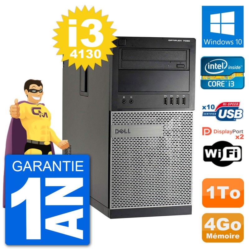 Dell Optiplex 7020 Desktop PC - Intel Core i3-4130, 4GB RAM, 1TB HDD, Windows 10, WiFi
