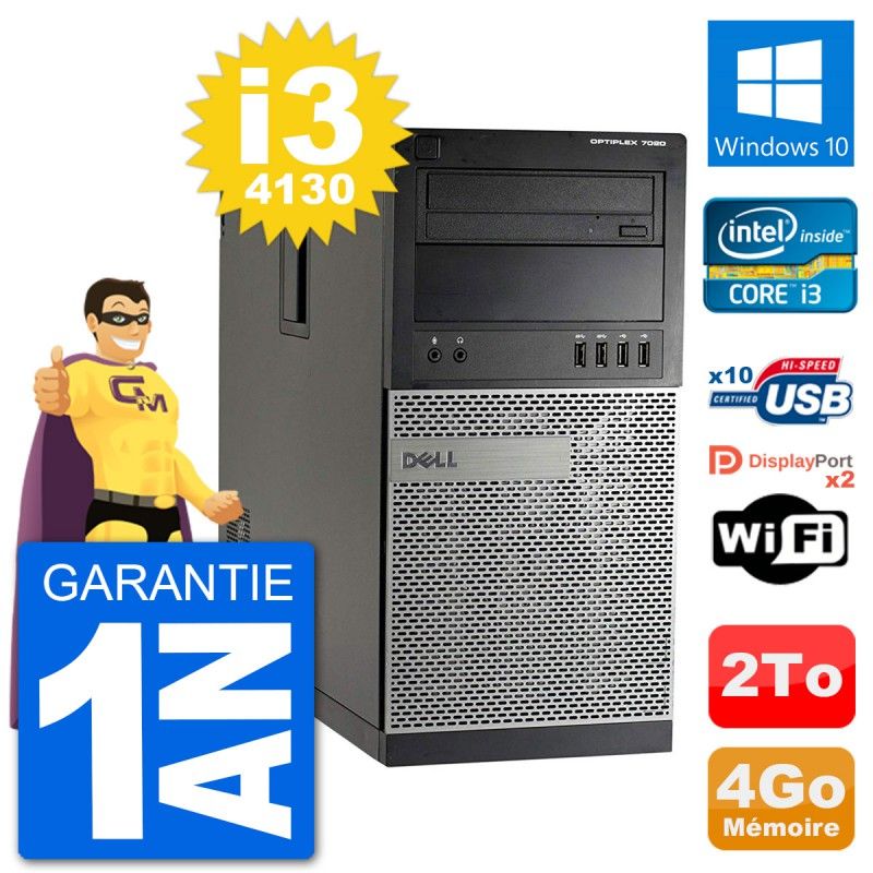 Dell Optiplex 7020 Desktop PC - Intel Core i3-4130, 4GB RAM, 2TB Hard Drive, Windows 10, WiFi