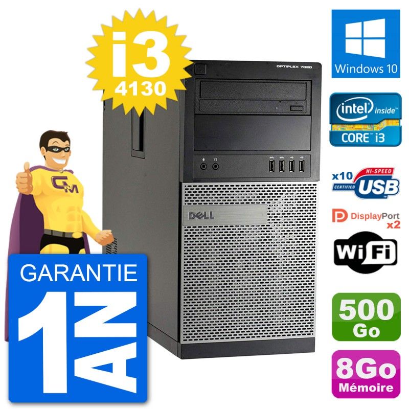 Dell Optiplex 7020 Desktop PC - Intel Core i3-4130, 8GB RAM, 500GB HDD, Windows 10, WiFi