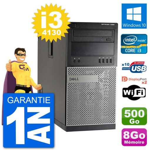 Dell Optiplex 7020 Desktop PC - Intel Core i3-4130, 8GB RAM, 500GB HDD, Windows 10, WiFi