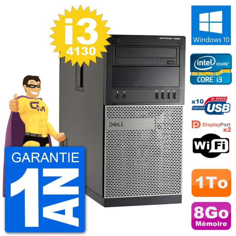 Dell Optiplex 7020 Desktop PC - Intel Core i3-4130, 8GB RAM, 1TB HDD, Windows 10, WiFi