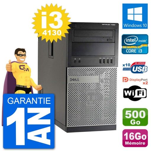 Dell Optiplex 7020 Desktop PC - Intel Core i3-4130, 16GB RAM, 500GB HDD, Windows 10, WiFi