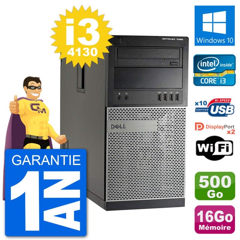 Dell Optiplex 7020 Desktop PC - Intel Core i3-4130, 16GB RAM, 500GB HDD, Windows 10, WiFi