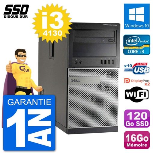 Dell Optiplex 7020 Desktop PC - Intel Core i3-4130, 16GB RAM, 120GB SSD, Windows 10