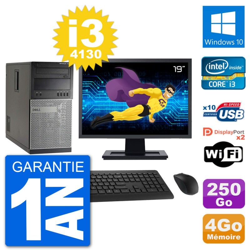 Dell Optiplex 7020 Desktop PC - 19" Screen, Intel i3-4130, 4GB RAM, 250GB HDD, Windows 10, Wi-Fi