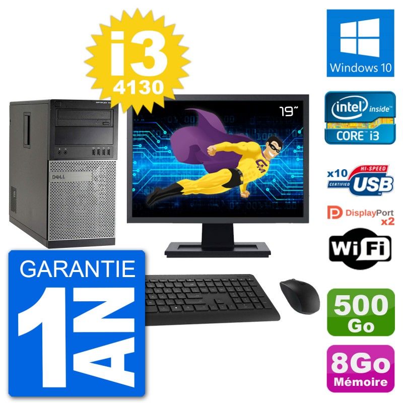 Dell Optiplex 7020 Desktop PC - 19" Screen, Intel i3-4130, 8GB RAM, 500GB HDD, Windows 10, WiFi