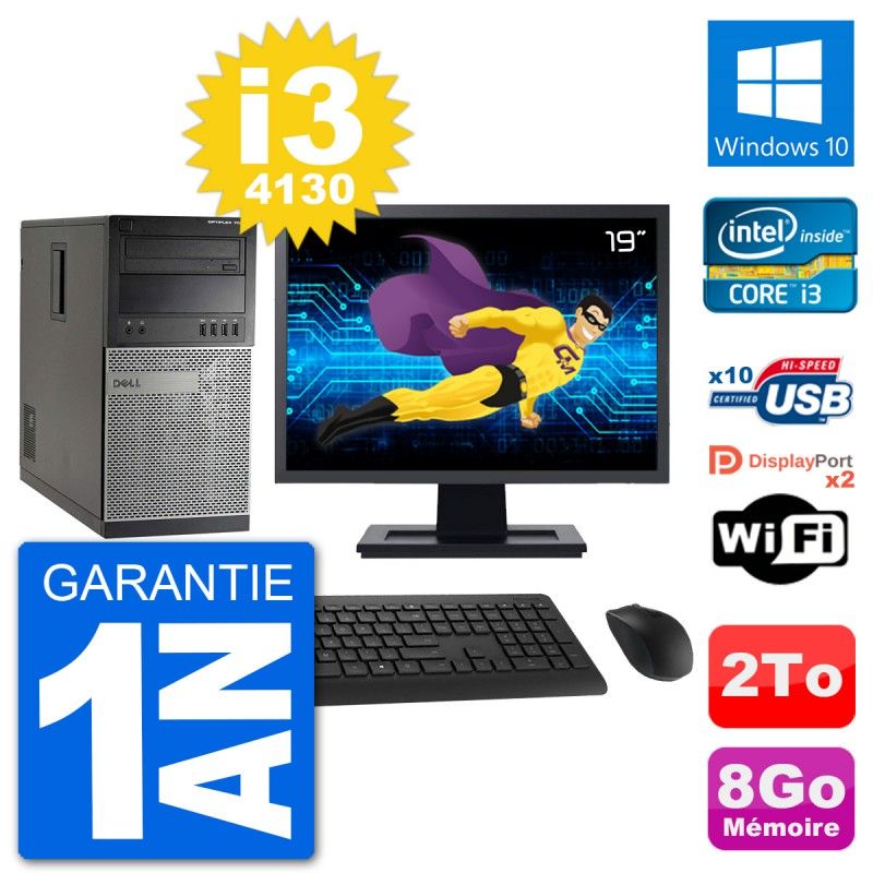 Dell Optiplex 7020 Desktop PC - 19" Screen, Intel i3-4130, 8GB RAM, 2TB Hard Drive, Windows 10, WiFi