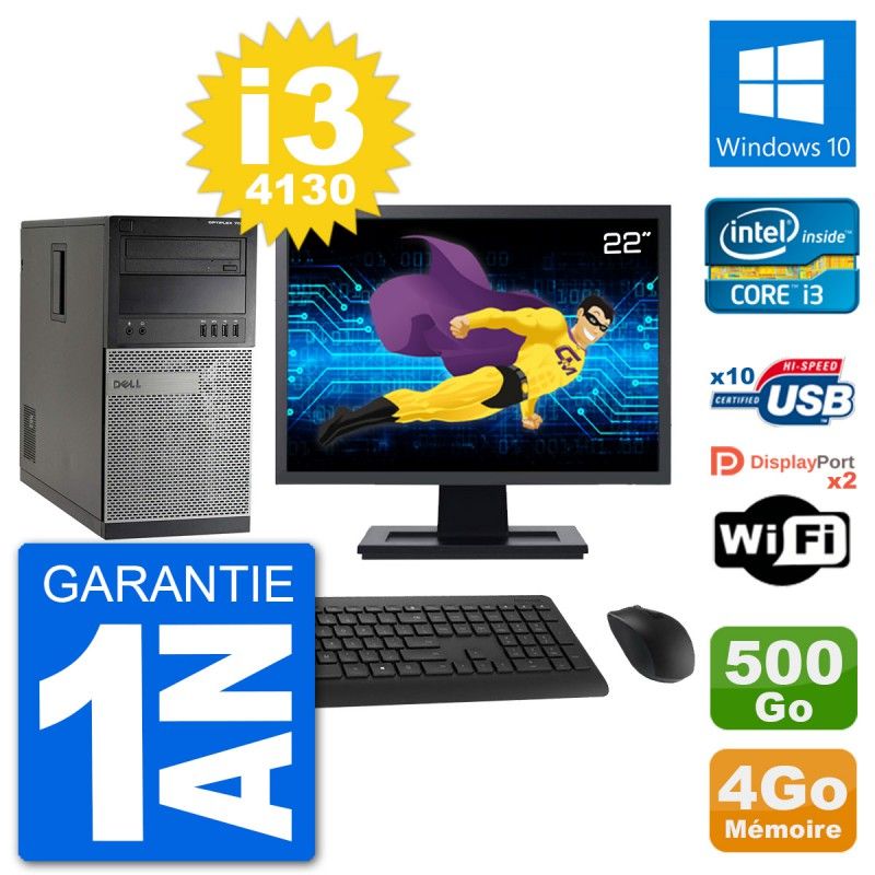 Dell Optiplex 7020 Desktop PC - 22" Screen, Intel i3-4130, 4GB RAM, 500GB Hard Drive, Windows 10