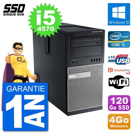 Dell Optiplex 7020 Mid Tower PC - Intel Core i5-4570, 4GB RAM, 120GB SSD, Windows 10, Wifi