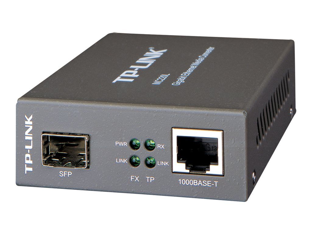 TP-Link Media Converter MC220L - 1GbE Fiber Optical Converter - 1000Base-LX, 1000Base-SX, 1000Base-LH - RJ-45 / SFP (mini-GBIC) - Up to 10 km - 850nm/1310nm