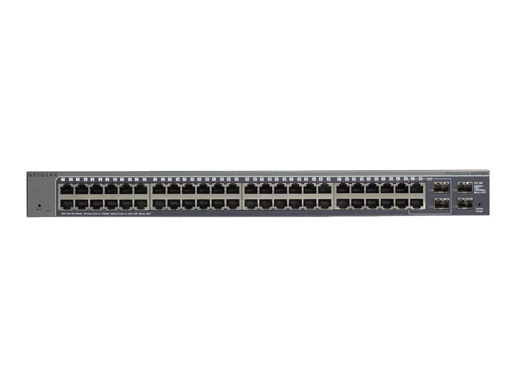 Netgear Smart GS748T - V5 Switch - L3 Lite Managed - 48x 10/100/1000 + 2x Gigabit SFP + 2x Combined SFP Gigabit - Desk, Rack-Mountable