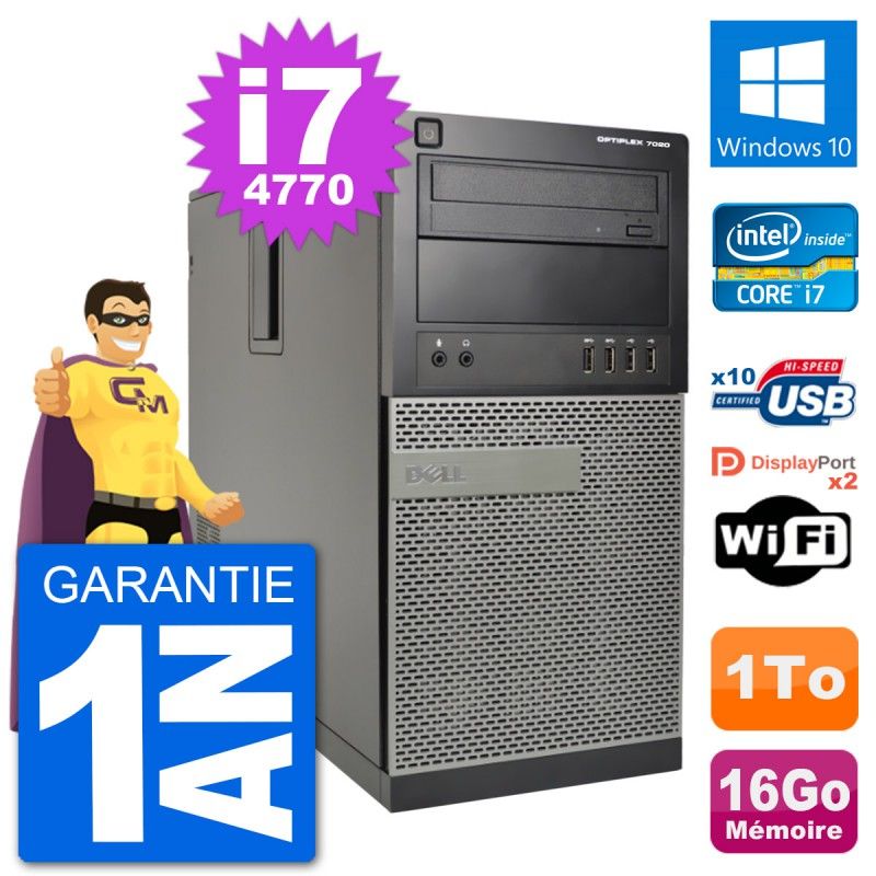 Dell Optiplex 7020 Desktop PC - Intel Core i7-4770, 16GB RAM, 1TB HDD, Windows 10, WiFi