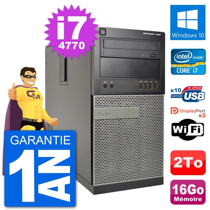Dell Optiplex 7020 Desktop PC - Intel Core i7-4770, 16GB RAM, 2TB HDD, Windows 10, WiFi