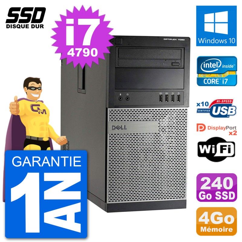PC de escritorio Dell Optiplex 7020 - Procesador Intel Core i7, 4 GB de RAM, 240 GB SSD, Windows 10