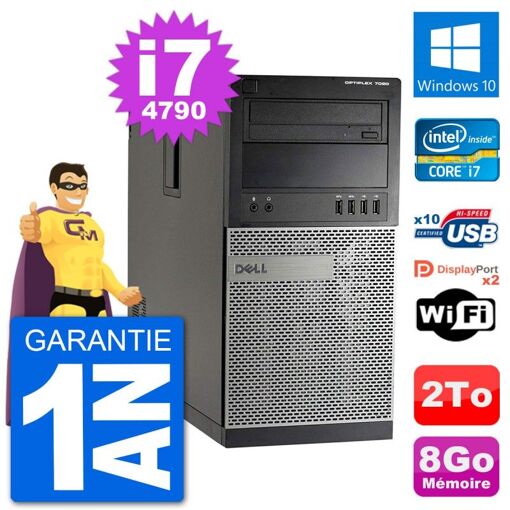 Dell Optiplex 7020 Desktop PC - Intel Core i7-4790, 8GB RAM, 2TB Hard Drive, Windows 10, WiFi