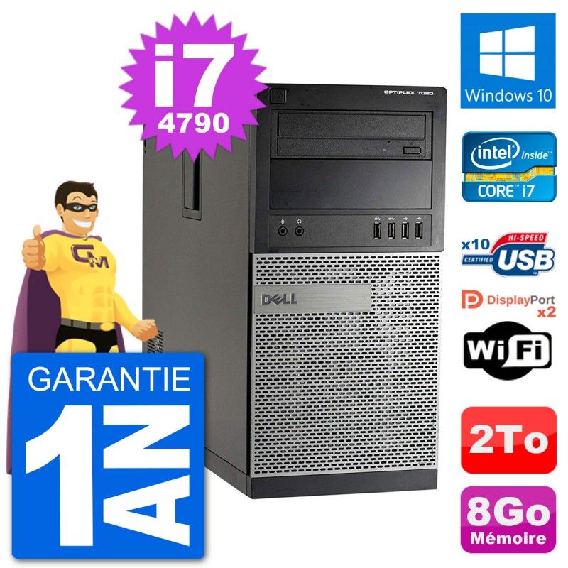 Dell Optiplex 7020 Desktop PC - Intel Core i7-4790, 8GB RAM, 2TB Hard Drive, Windows 10, WiFi