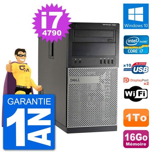 Dell Optiplex 7020 Desktop PC - Intel Core i7-4790, 16GB RAM, 1TB HDD, Windows 10, WiFi