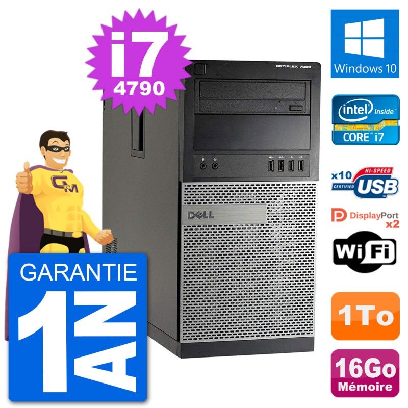 Dell Optiplex 7020 Desktop PC - Intel Core i7-4790, 16GB RAM, 1TB HDD, Windows 10, WiFi