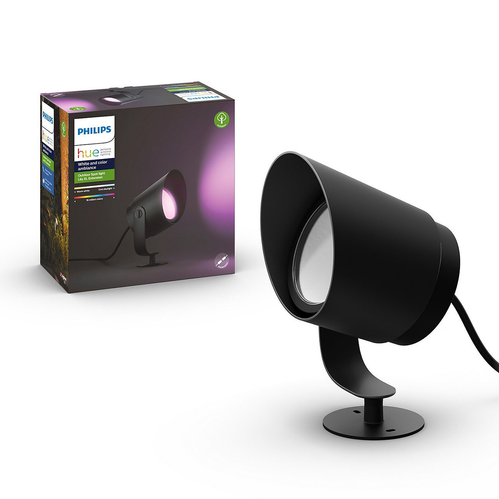 Philips Hue White &amp; Colour Ambiance Connected Outdoor Spotlight LILY XL - 15W - Black