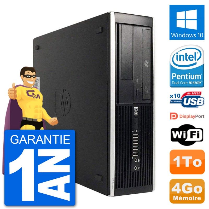 Ordinateur de bureau HP 8300 Elite SFF - Processeur Intel Pentium Dual-Core G630, 4 Go de RAM, 1 To HDD, Windows 10, WiFi