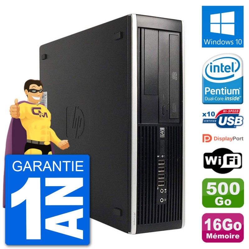 Ordinateur de bureau HP 8300 Elite SFF - Processeur Intel Pentium Dual-Core G630, 16 Go de RAM, Disque dur 500 Go, Windows 10, Wi-Fi