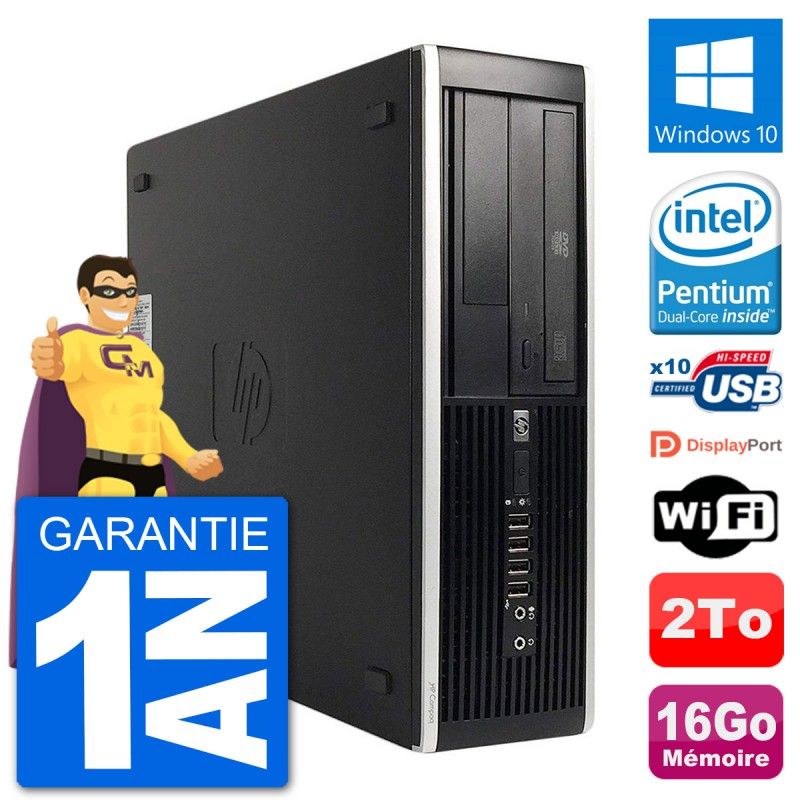Ordinateur de bureau HP 8300 Elite SFF - Processeur Intel Pentium Dual-Core G630, 16 Go de RAM, 2 To de SSD, Windows 10, Wi-Fi