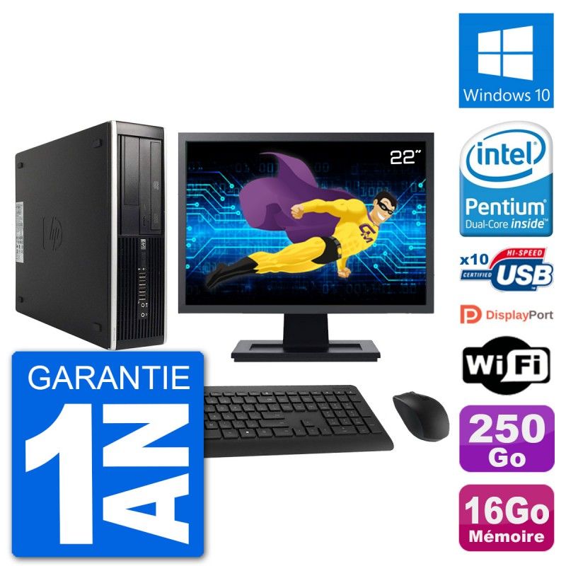 HP 8300 Elite SFF Desktop PC | 22" Screen | Intel G630 | 16GB RAM | 250GB HDD | Windows 10