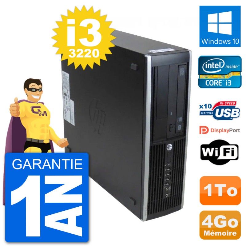 Ordinateur de bureau HP 8300 Elite SFF - Intel i3-3220, 4 Go de RAM, 1 To HDD, Windows 10, WiFi