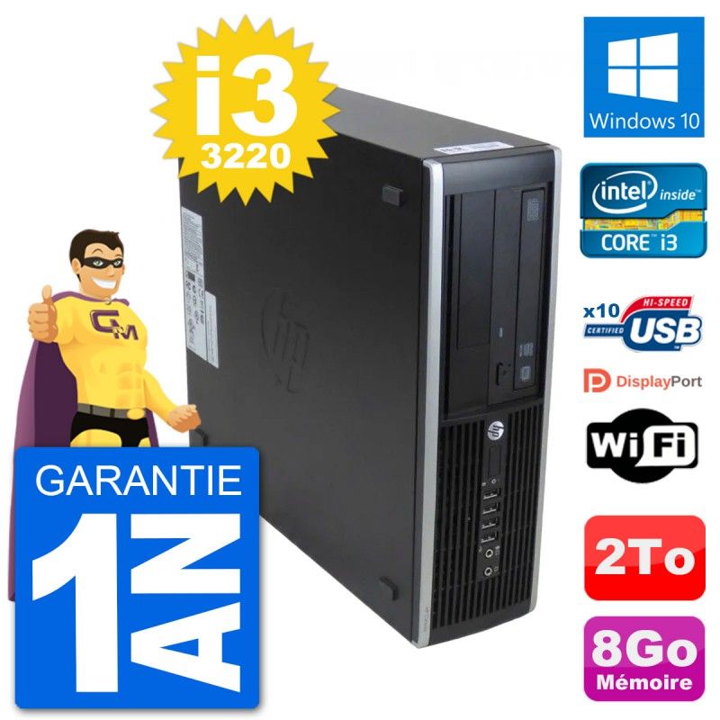 Ordinateur de bureau HP 8300 Elite SFF - Intel Core i3-3220, 8 Go de RAM, 2 To HDD, Windows 10, Wi-Fi