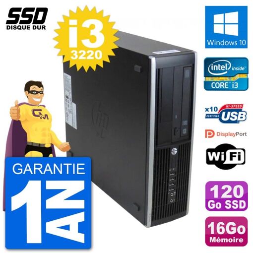 HP 8300 Elite SFF PC - Intel i3-3220, 16GB RAM, 120GB SSD, Windows 10, Wifi